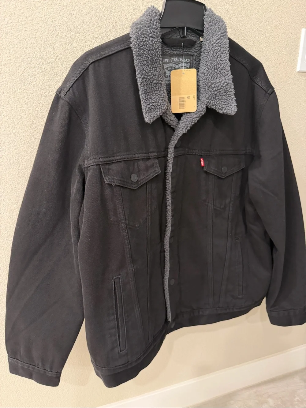 Levi's Men's Black Sherpa Lined Trucker Jacket XL - Picture 7 of 8